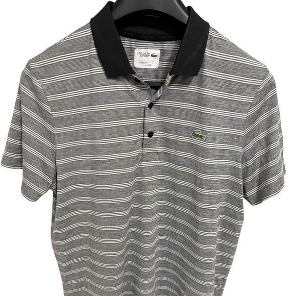 Lacoste Sport Golf Polo Shirt Mens XL Presidents Cup Embroidered Striped Casual - Picture 1 of 7